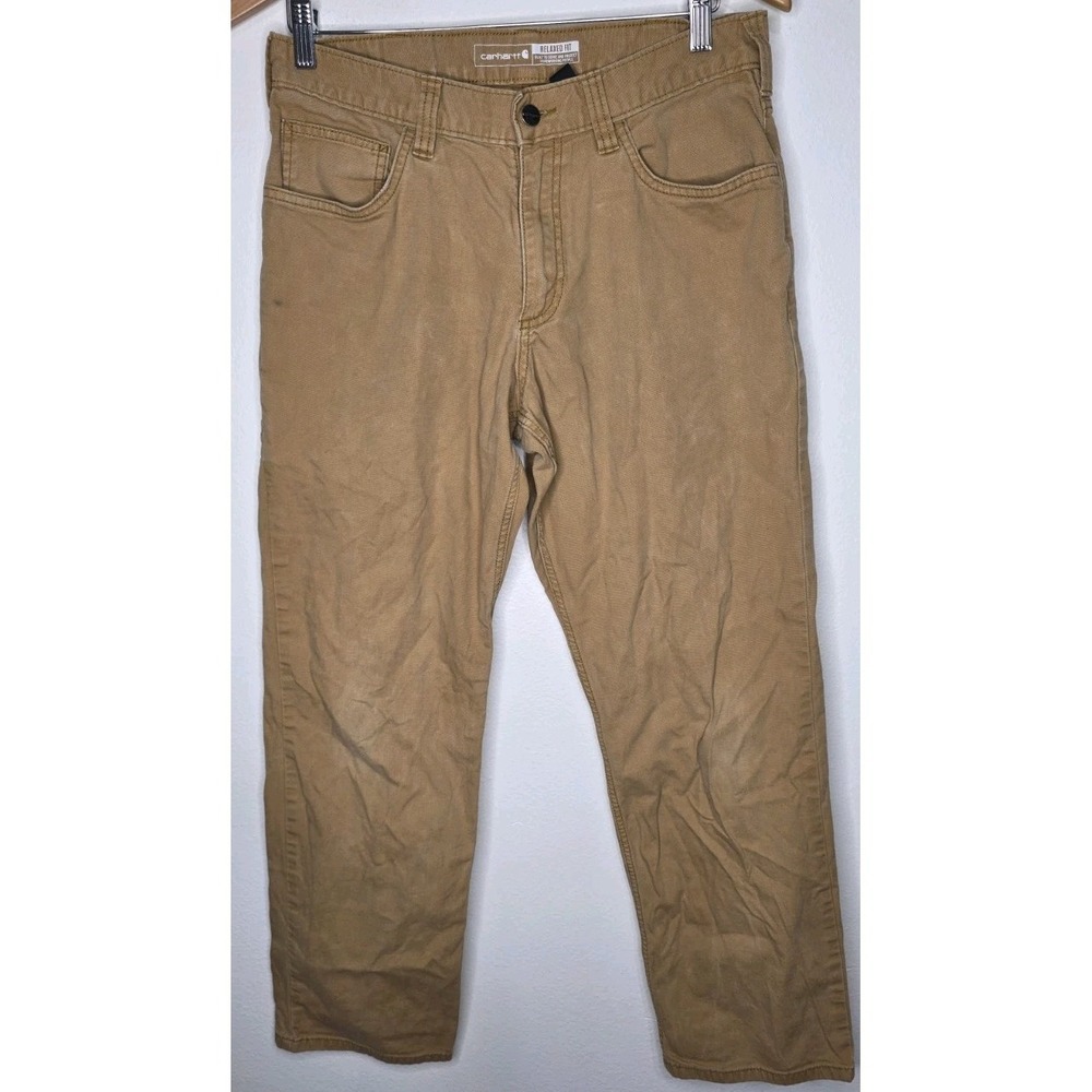 Carhartt Rugged Relaxed Fit Canvas Work‎ Pant 32x29 Tan Carpenter Denim Jeans